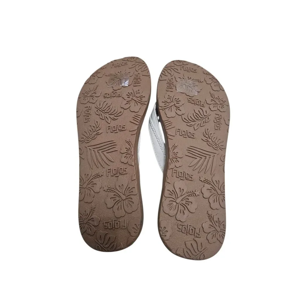 New Women's Flojos Flip Flop Beige/White 10